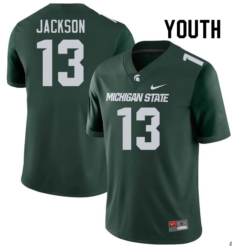 Youth #13 Jarrett Jackson Michigan State Spartans College Football Jerseys Stitched-Green